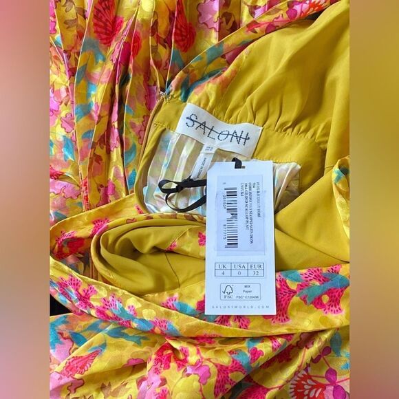 Saloni Tie-Back Midi-Dress size 0 - Picture 15 of 16